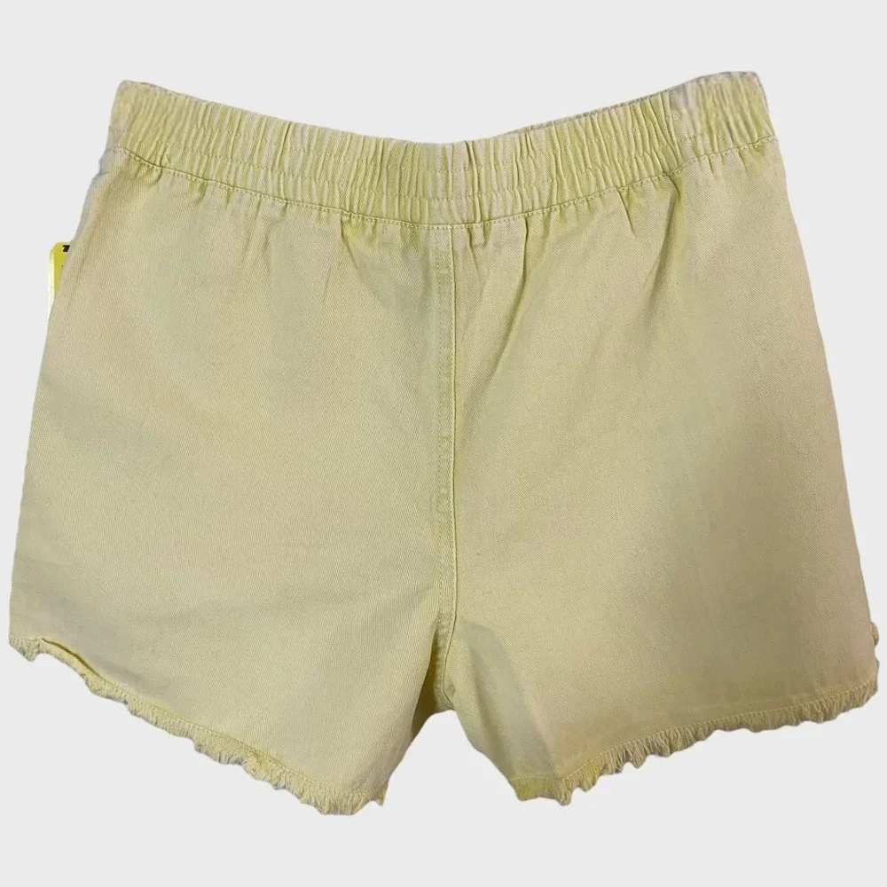 Volcom Strutin Stone Cotton Twill Shorts Women's Large Yellow Raw-Hem Casual New
